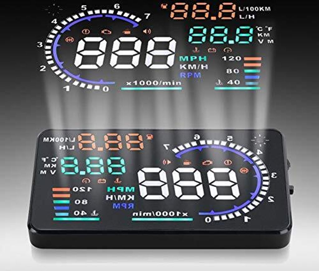 Qiilu A8 5.5 '' OBD II Car Hud Head Up Display Auto Windshating Reflective Screen -Drehzahl