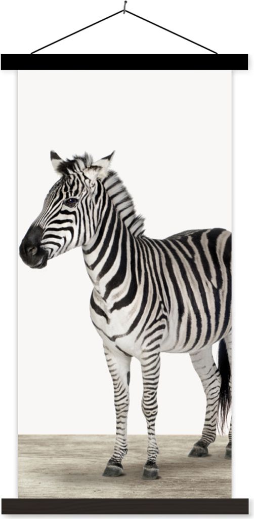 MuchoWow Textilposter Zebra - Mädchen - Tiere - Kinder - Jungen 90x180 cm mit schwarzem Rahmen - Dekoration Wohnzimmer