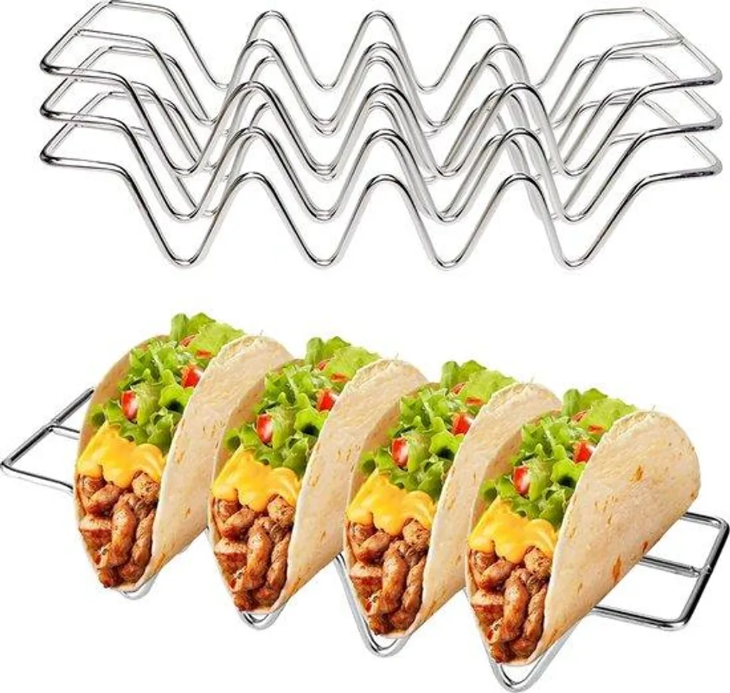 Lot de 3 Supports à Tacos en Acier Inox 304 Forme W 26x7,5cm Durables