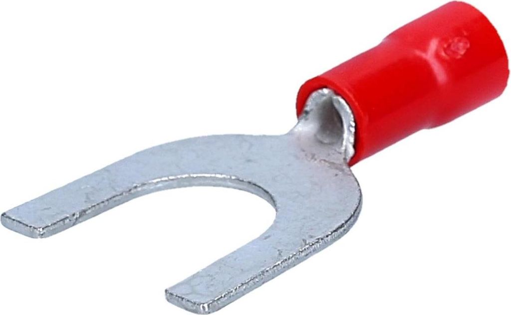 100 Stück Kalitec GKSRU6 Kabelschuhe Gabelkabelschuhe 0,5-1,5mm² I rot teilisoliert I PVC Kragen U6 I zum Verbinden von Kabeln oder Litzen I sch...