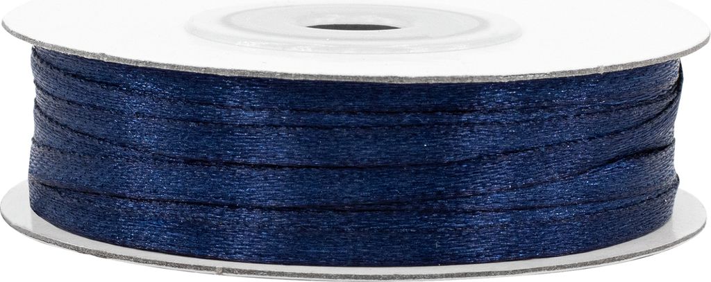 Satinband 3mm x 50m Rolle Dunkelblau Produktbild 