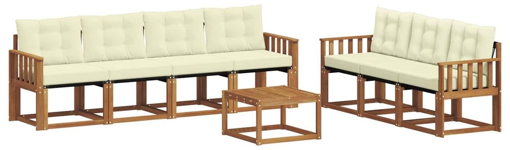 vidaXL Outdoor-Sofagarnitur mit Kissen 8 pcs Natur und Creme
