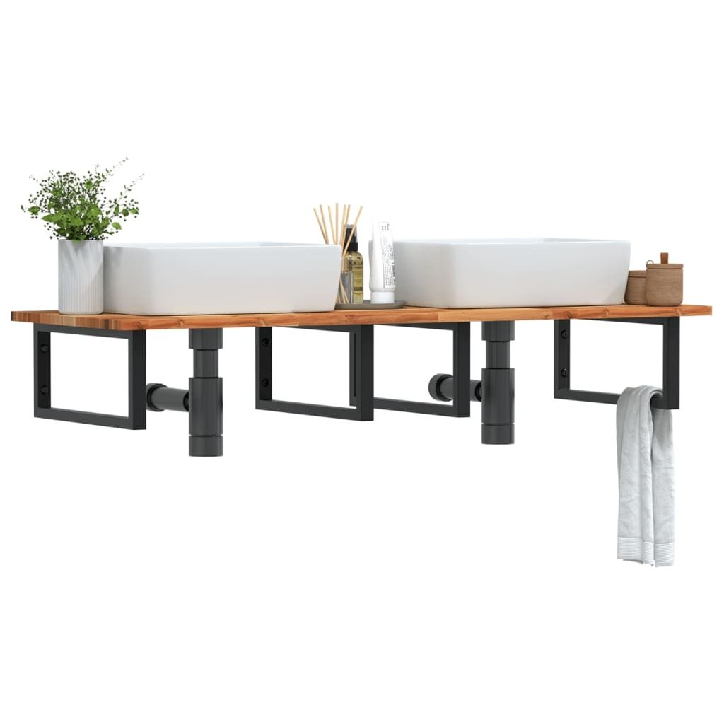"SALE 2026"Waschbeckenregal/Badezimmermöbel- modernes Design - Badkommode - Wandmontage Stahl und Akazienholz NEU145867 - Badezimmerschränke