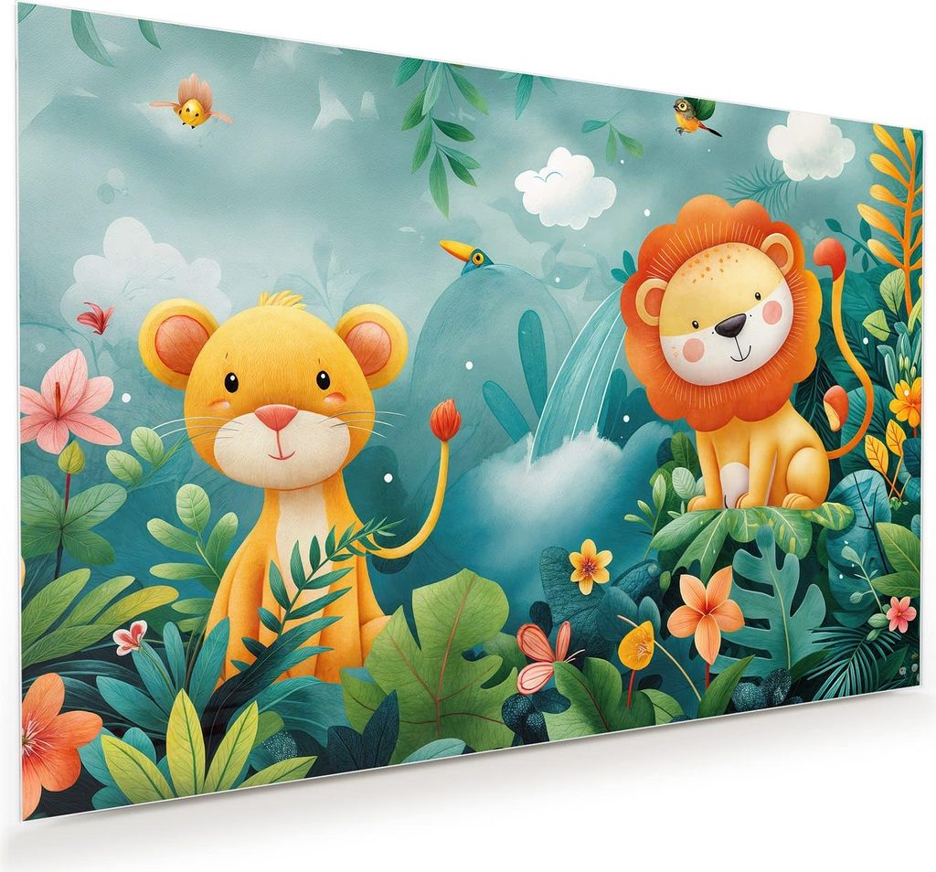 Glasbild 60x40cm in XXL für Wohnzimmer, Schlafzimmer Motiv Dschungeltiere