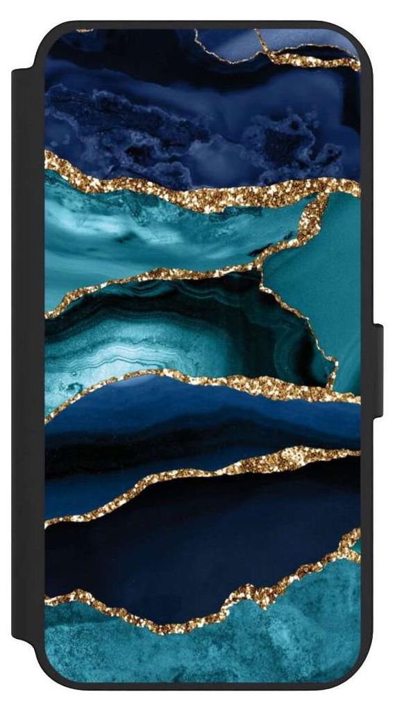 NIVOCASE Klapphülle für Samsung Galaxy S23+ Handyhülle aus Kunst Leder NIVOflip schwarz Glitzer Look Marmor Trends