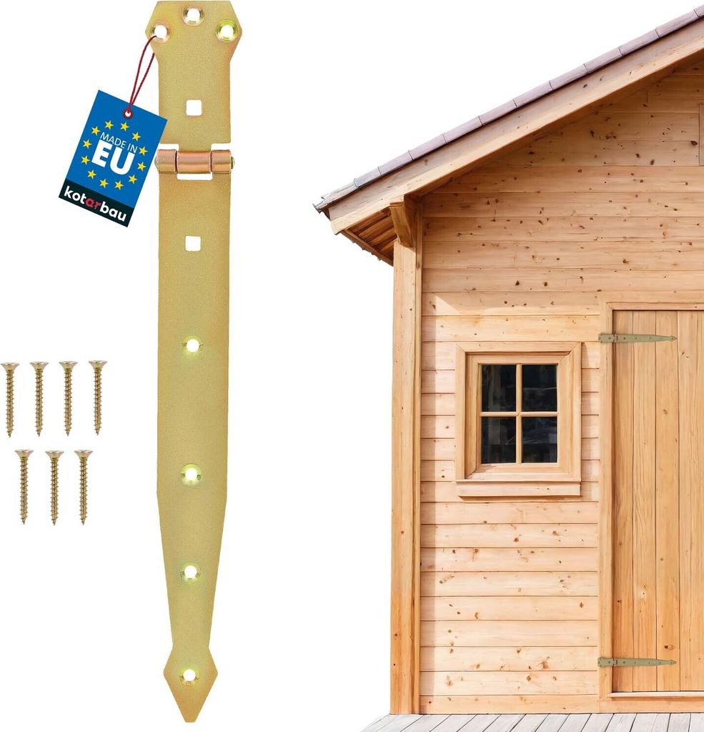 KOTARBAU Werfgehänge 300 mm Türband Torscharnier Verzinkt Ladenband Kreuzgehänge Türscharnier Band Scharnier Zierscharniere Gelb Rostfrei