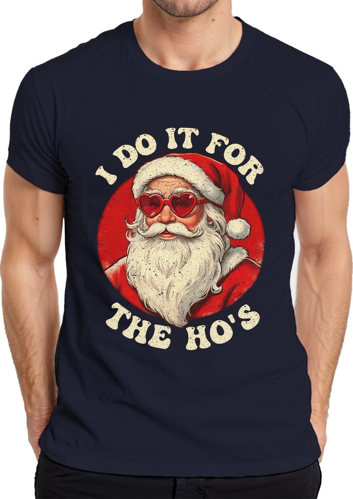 I Do It For The Ho's Weihnachtsmann Herzbrille Weihnachten Herren T-Shirt, Navy, L