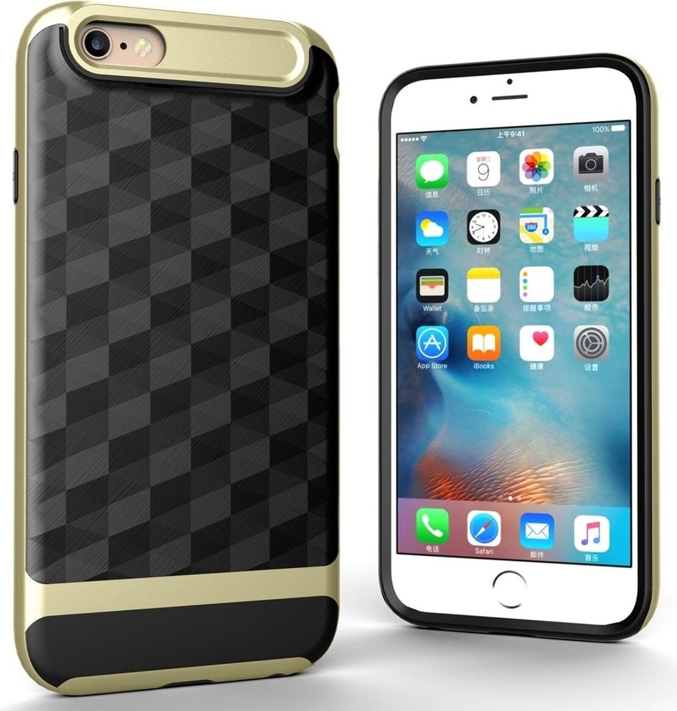 Hülle für Apple iPhone 6 / 6s Backcover Case Handy Schutzhülle - Cover 3D Prisma Design Gold