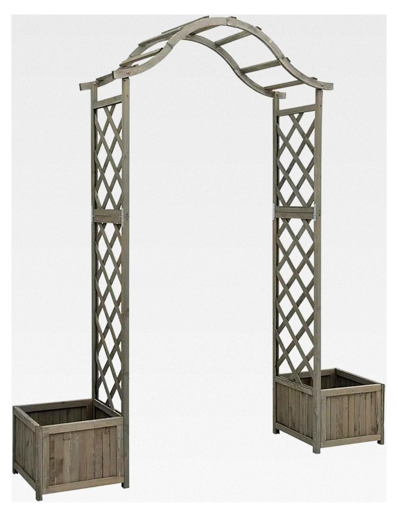 Garten-Pergola mit Blumenkasten Grau aus massivem Tannenholz