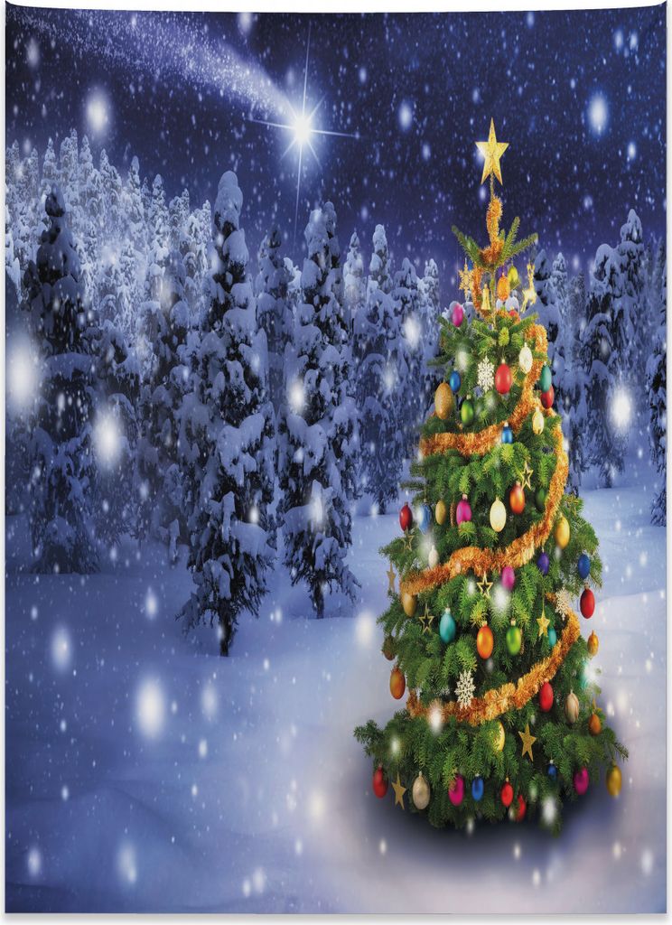 Abakuhaus Weihnachten Wandteppich, Elf Noel Thema Winter aus Weiches Mikrofaser Stoff Kein Verblassen Klare Farben Waschbar, 110 x 150 cm, Mehrfarbig