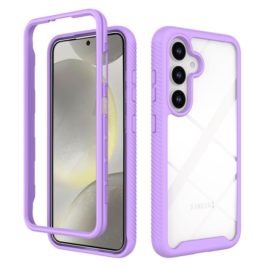 Galaxy S25+ Hülle, Hybrid Transparente Rückseite Robust TPU Bumper Rutschfest Stoßfest Ganzkörper Schutzhülle für Samsung Galaxy S25+ Lila