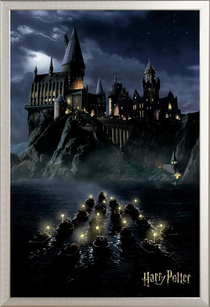 Poster Poudlard Harry Potter avec Vitre Acrylique et Cadre en Aluminium