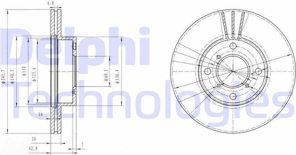 2x DELPHI Bremsscheibe BG3341 für SUZUKI LIANA Schrägheck Produktbild 