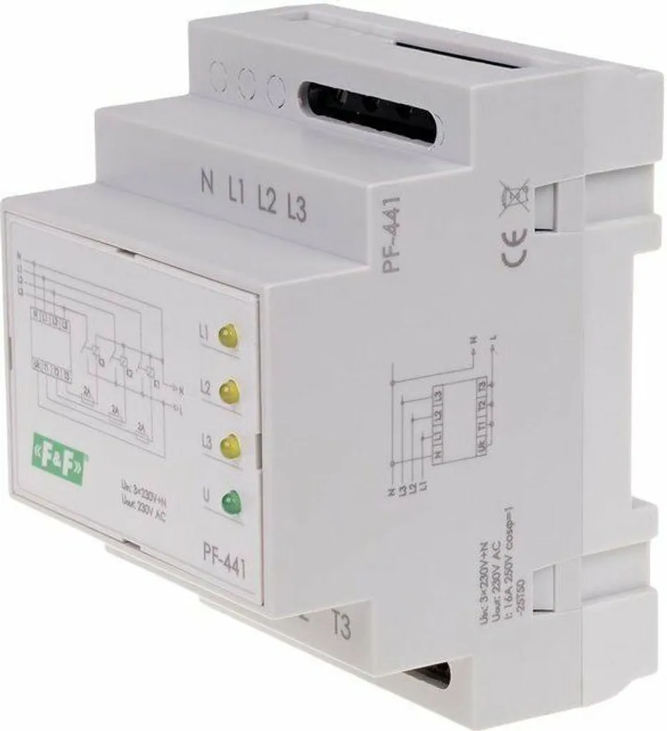 Protection tension triphasée pour pompes et moteurs PF-441 F&F 16A DIN