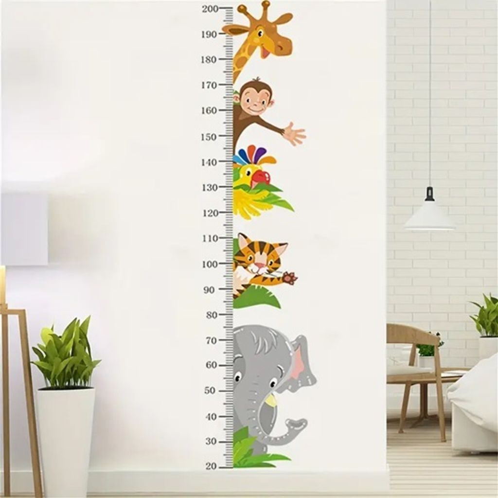 GKA Wandtattoo Messlatte GK12 Kinder Größe messen Kinderzimmer Safari Wandaufkleber Wandsticker Aufkleber für Tür Wand Schrank 200 cm