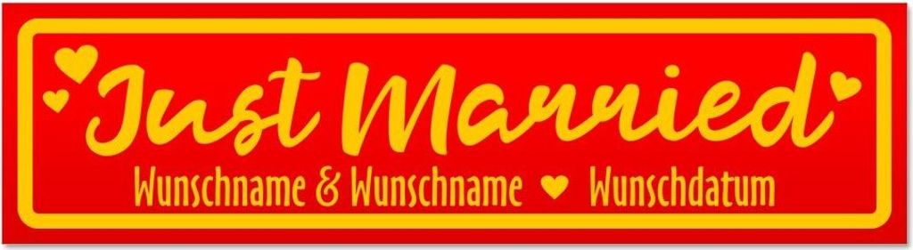 Kiwistar - Autoaufkleber - Rot - 45 x 12 cm - Just Married Wunschname Datum - Hinweis Aufkleber Sticker für Auto, Kfz, Fahrrad, PKW, LKW