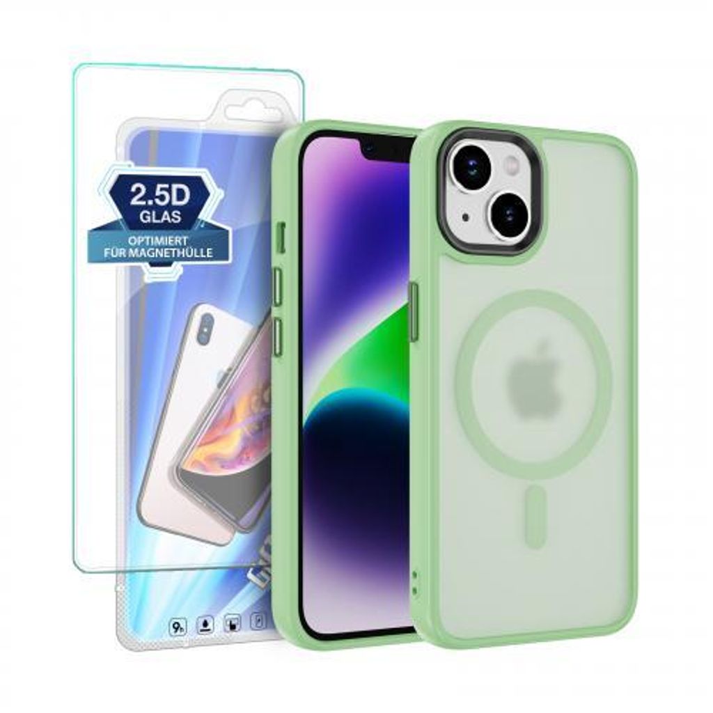 Armor-Magnethülle für Apple iPhone Serie - Farbe: Grün - Modellkompatibilität: Für Apple iPhone 15 - Displayglas: Mit 9H Displayglas