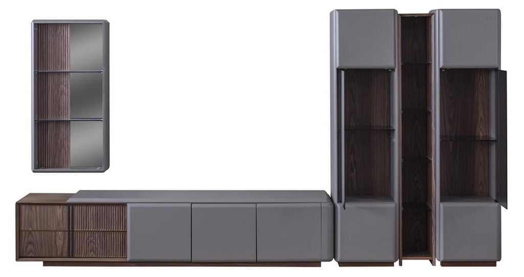 Exklusive Wohnzimmer Set Modern TV-Schrank 2x Vitrine Wandregal 4tlg.