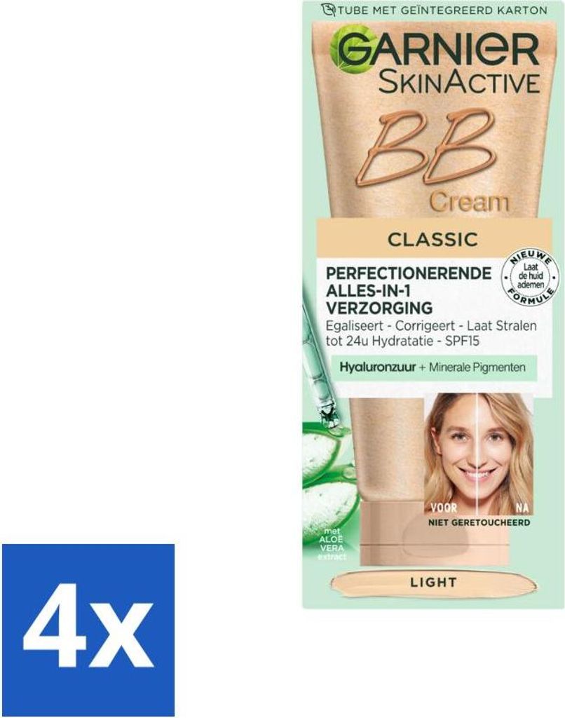 Garnier SkinActive BB Cream Classic Light 5-in-1 Pflege 50 ml - Vorteilspack - 4 Stücke