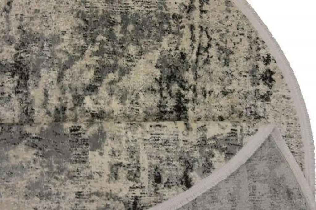 Tapis rond 150 cm Como gris clair - Idéal pour chambre ou sous table