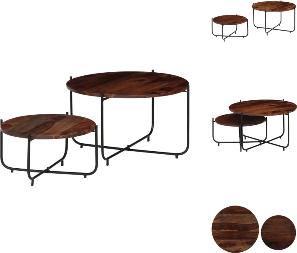 vidaXL Set di tavolini da caffè 2 pezzi in legno massiccio 60 x 35 cm - Tavolini da caffè