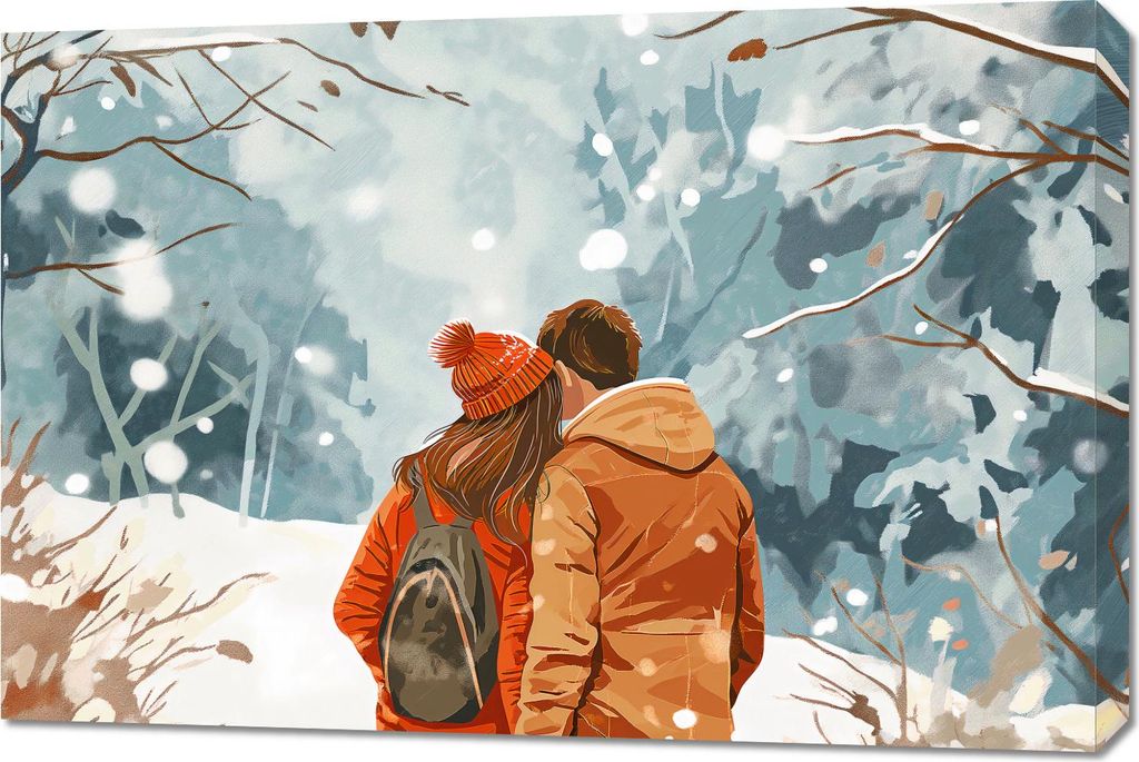 Bild 90x60cm Gemeinsam im Schnee