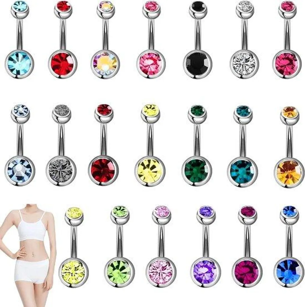 Piercing de nombril courbe en inox brillant 7-7-2 cm - Accessoire de corps