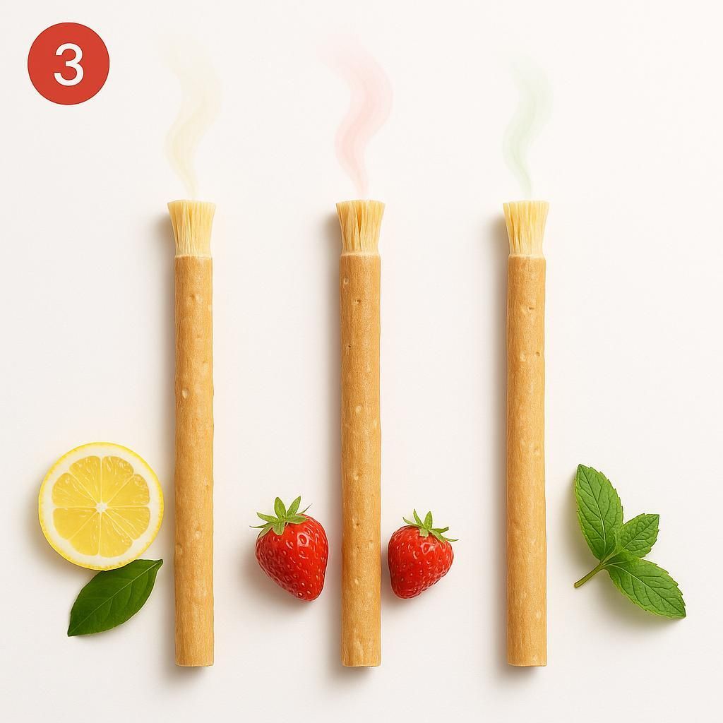 Miswak Mixset – 3 Stück (Mint, Erdbeere, Zitrone) – Sewak – Siwak – Natürliche Zahnbürste – Biologisch & Fluoridfrei – Antibakteriel...