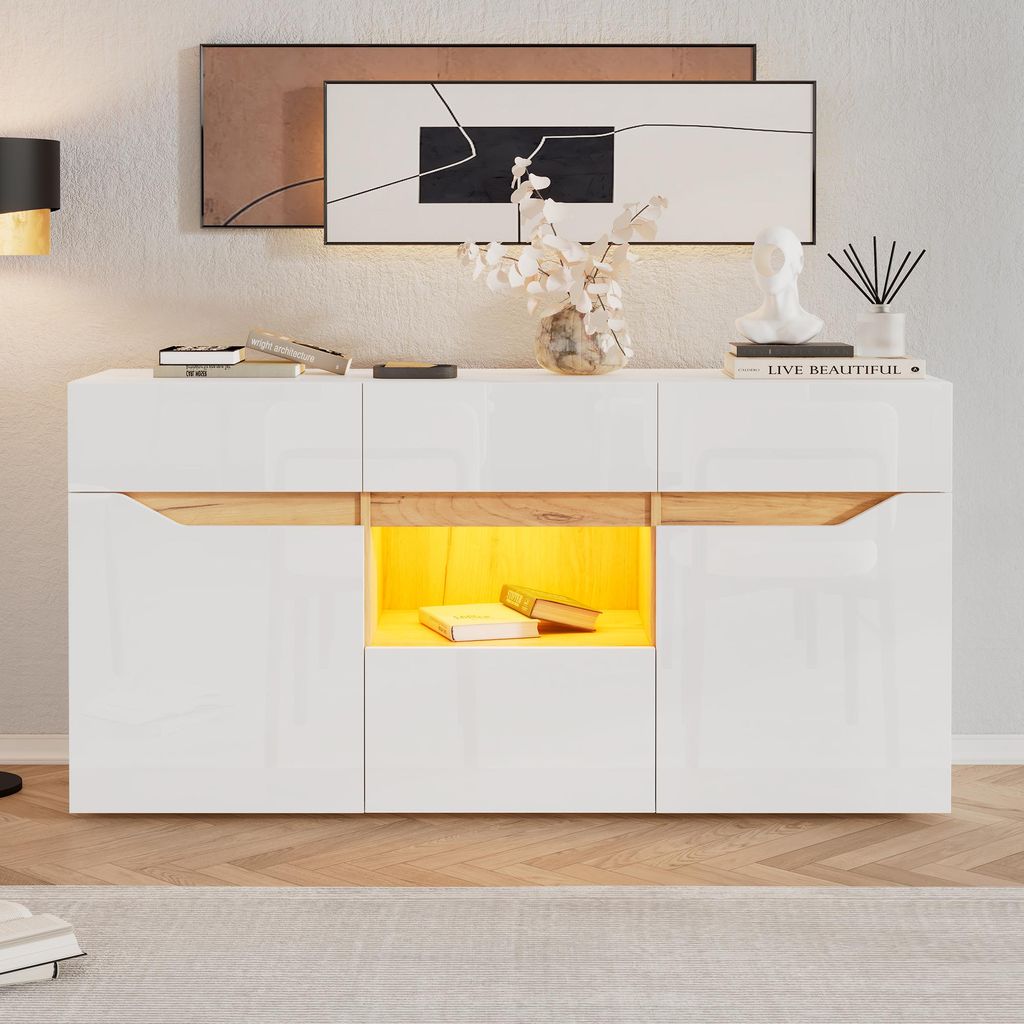 Merax Sideboard 140cm mit Hochglanzfront