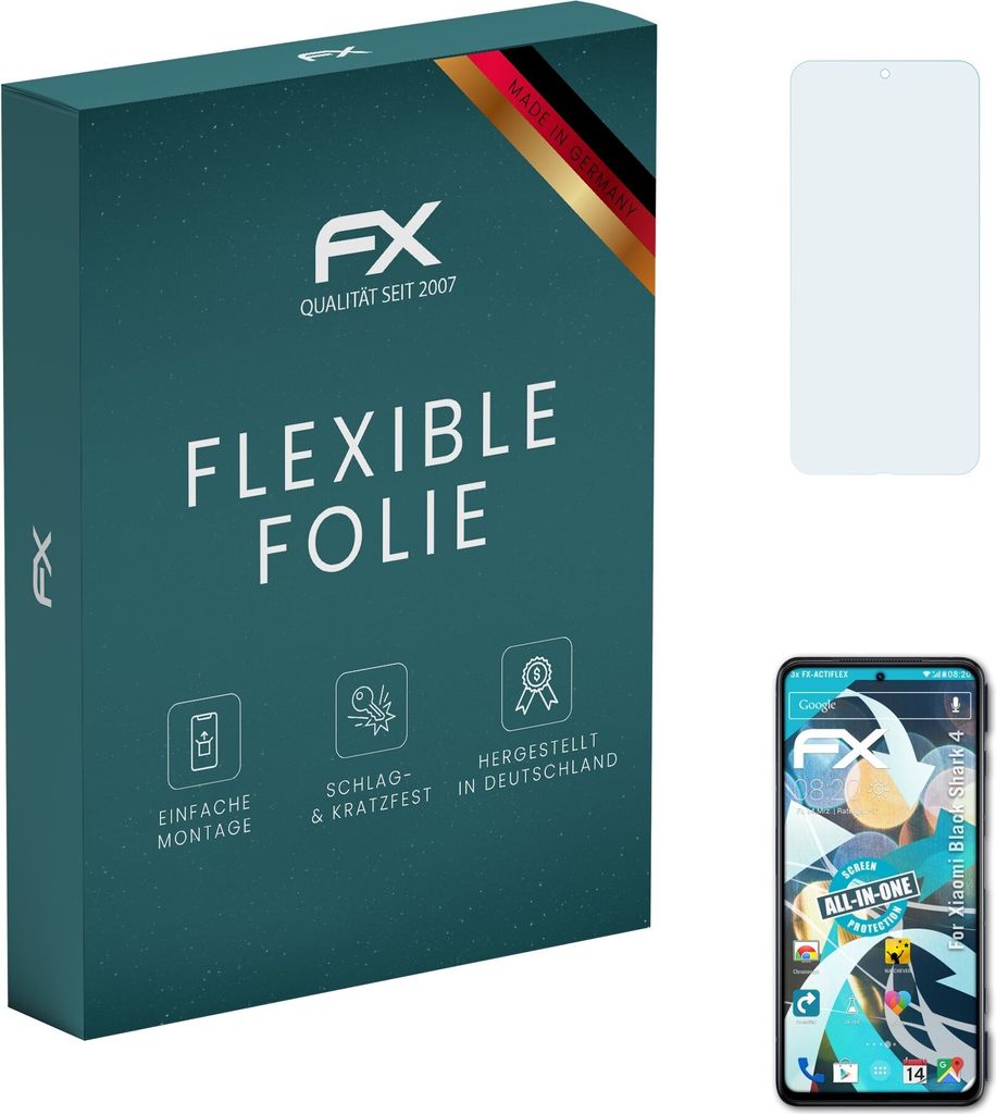 atFoliX FX-ActiFleX 3x Schutzfolie kompatibel mit Xiaomi Black Shark 4 Folie