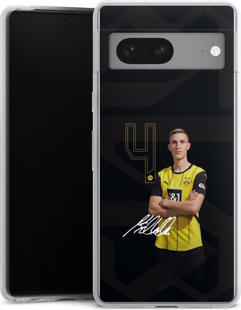 DeinDesign Slim Hülle für Google Pixel 7 Silikon Case Ultra Dünn Handyhülle Borussia Dortmund Offizielles Lizenzprodukt Nico Schlotterbeck