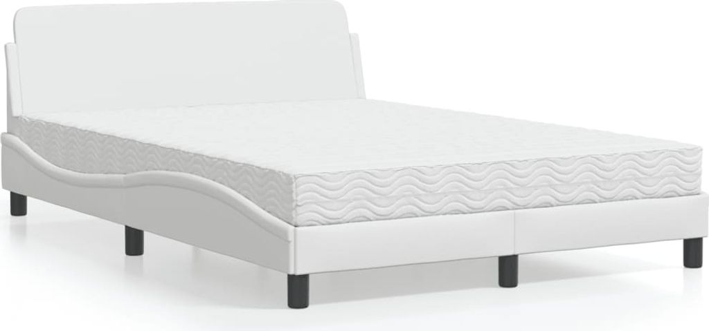 "Rabatt" Bettrahmen Hohe Qualität, Bettgestell moderne, mit Matratze, "Dover" Weiß 140x190 cm Kunstleder - Klassische Betten CC9205