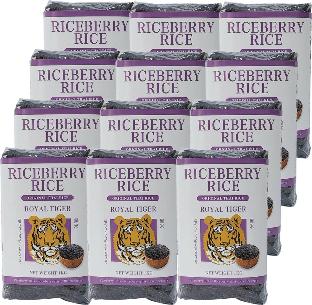 Royal Tiger Riceberry Reis, 12x 1kg Beutel, schwarzer Reis, Produktbild 