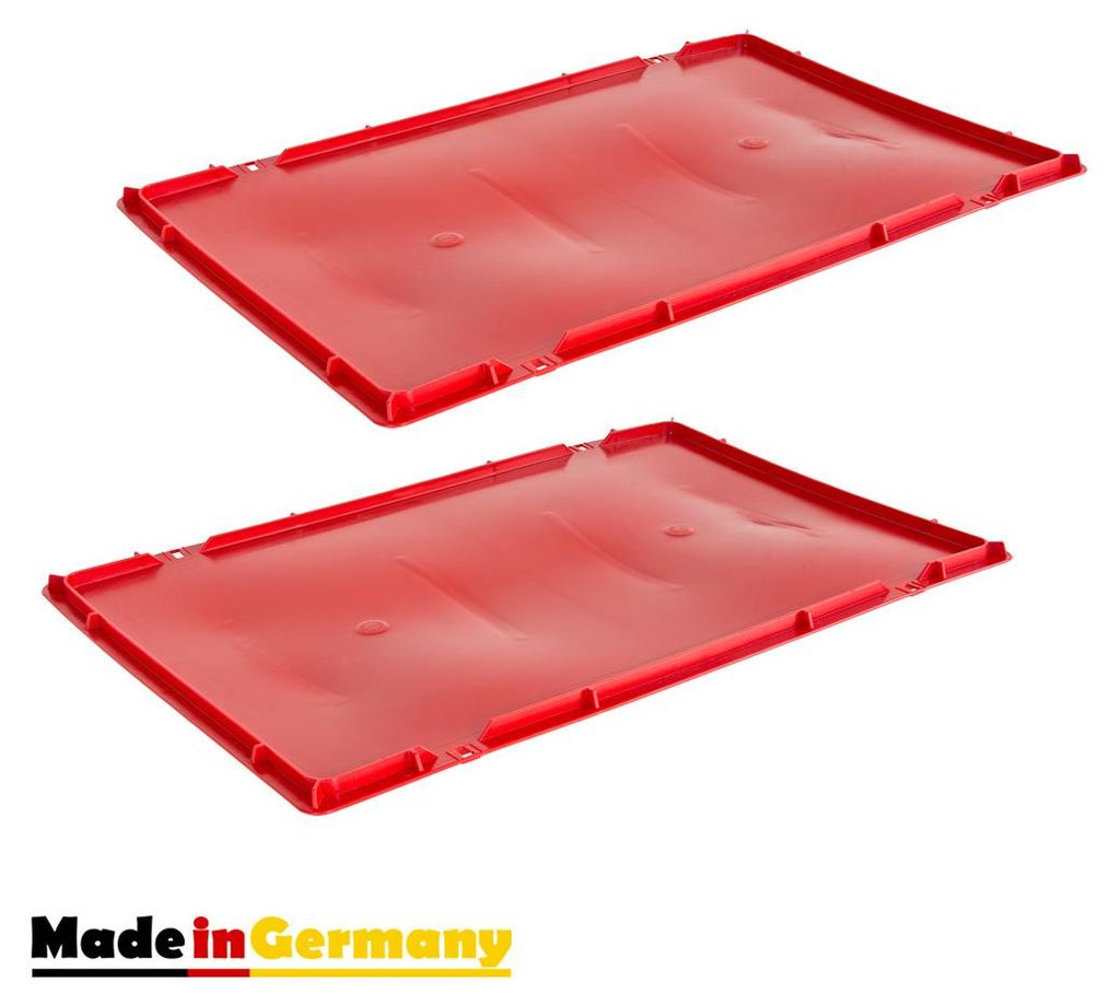 Eurobox 1-30 x Deckel Fleischerkiste 40 x 60 cm Fleischkiste Metzgerkiste Stapelkiste Eurokasten 40 x 60 cm Rot Auswahl Kingpower, Anzahl:2
