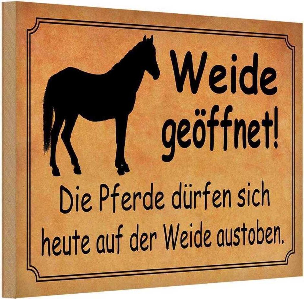 vianmo Holzschild 12x18 cm Weide geöffnet Pferde dürfen Produktbild 