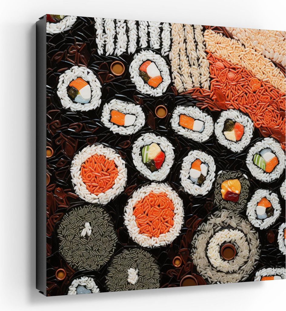 DEQORI Schlüsselkasten bedruckt 30x30 cm Schwarz/L 'Sushi-Symphonie' Metall Box modern