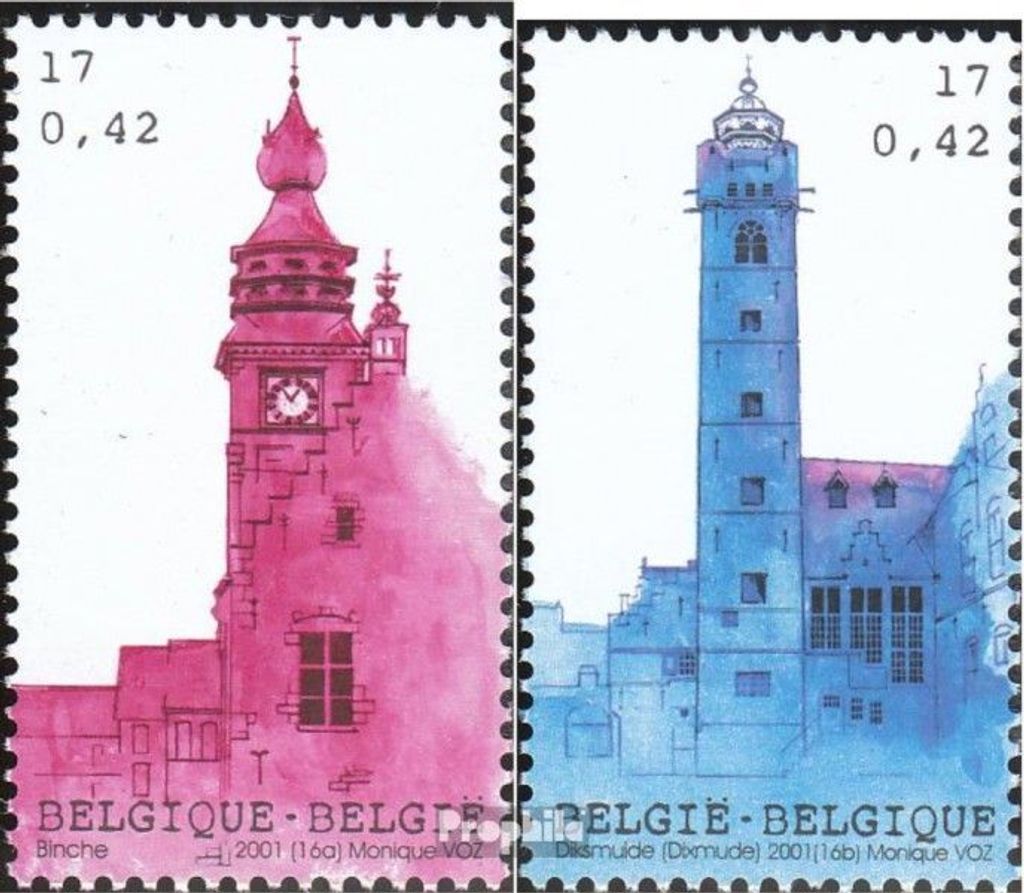 Briefmarken Belgien 2001 Mi 3065-3066 (kompl.Ausg.) postfrisch Glockentürme