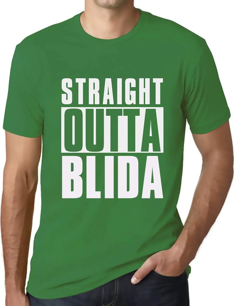 Herren Grafik T-Shirt Direkt aus der Blida – Straight Outta Blida – Öko-Verantwortlich Vintage Jahrgang Kurzarm Lustige Druck Geburtstag Gesch...