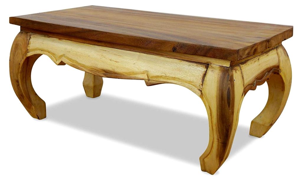 Opiumtisch aus Massivholz – 80x40x35cm – Handgeschnitzter Beistelltisch aus Thailand, Nachhaltig und Robust, Ideal als Couchtisch für Wohn- un...