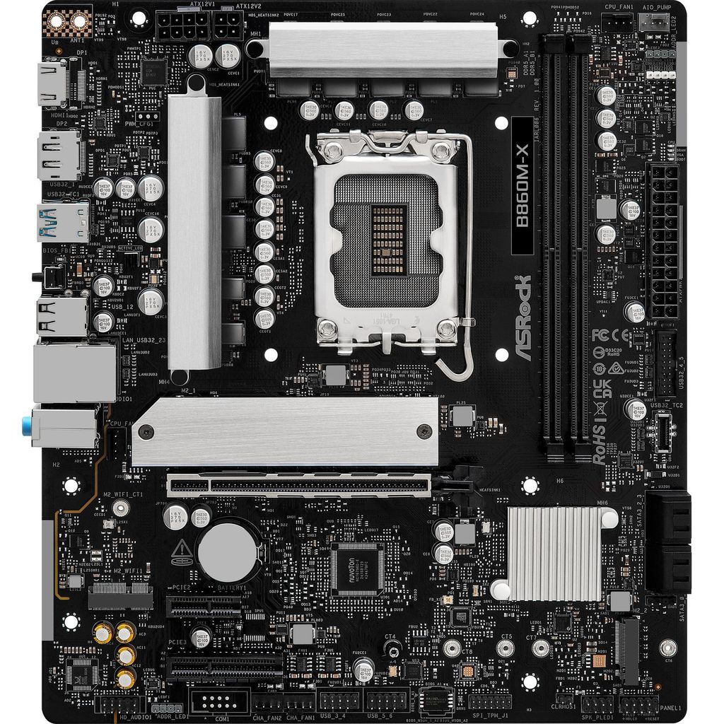 Asrock B860M-X, Intel, LGA 1851 (Socket V1), Intel Core Ultra (Series 2), DDR5-SDRAM, 128 GB, DIMM
