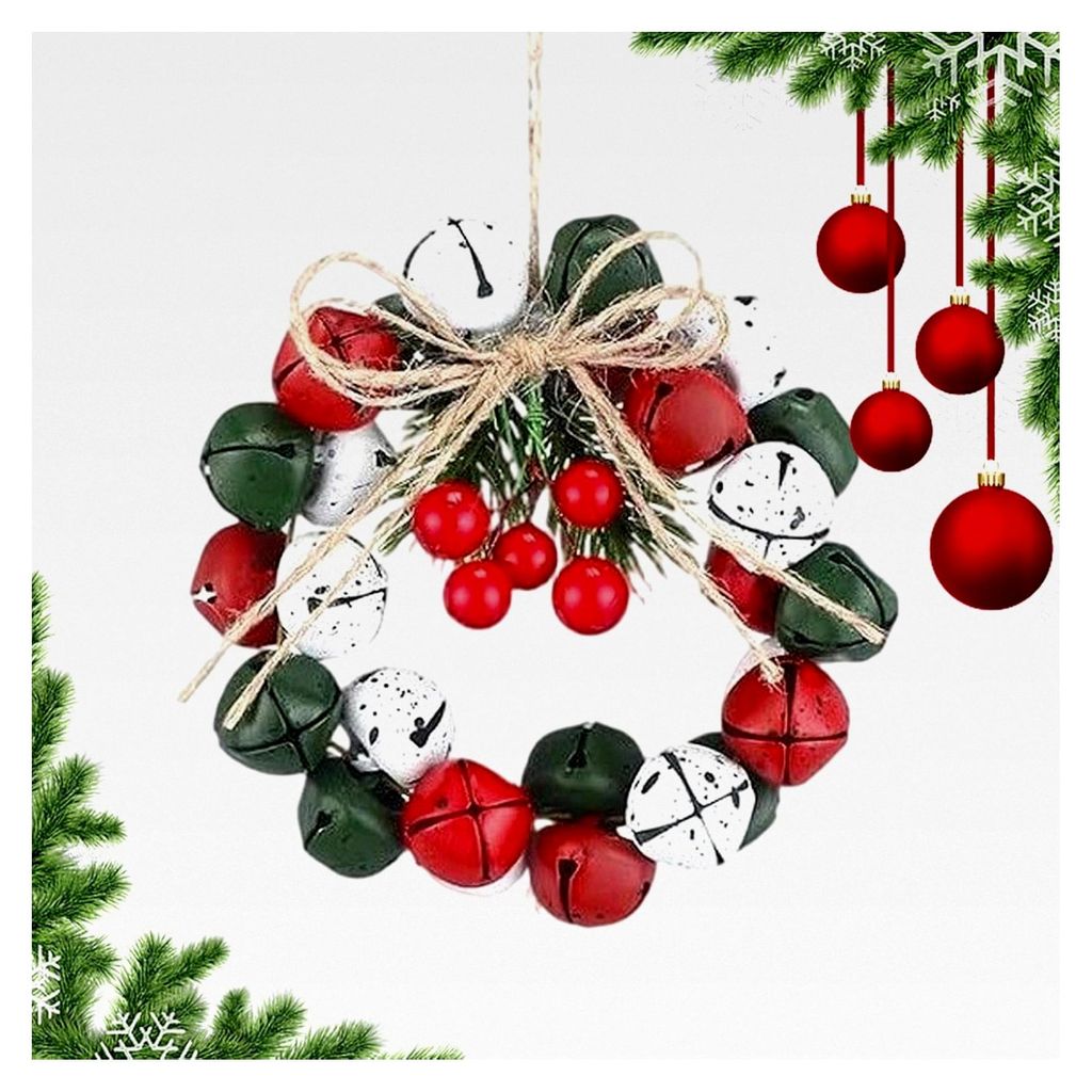 Weihnachtskränze für die Haustür, 6,5 cm Glocken Beeren Vintage Deko | Künstliche Dekoration für Kamin, Fenster, Tür, Tisch, Party, Hochzeit,...