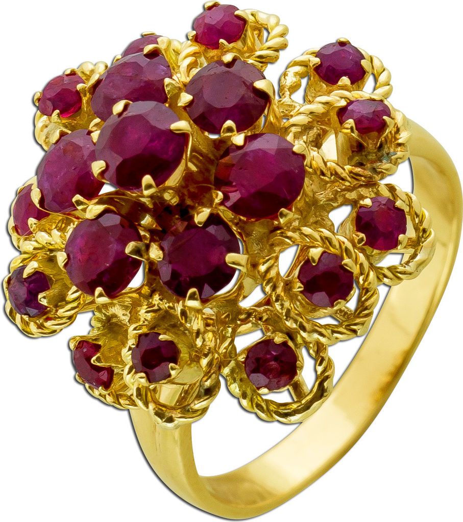 Rubin Ring Gold 750 18K Cocktail rote Edelsteine Thai Harem design 18