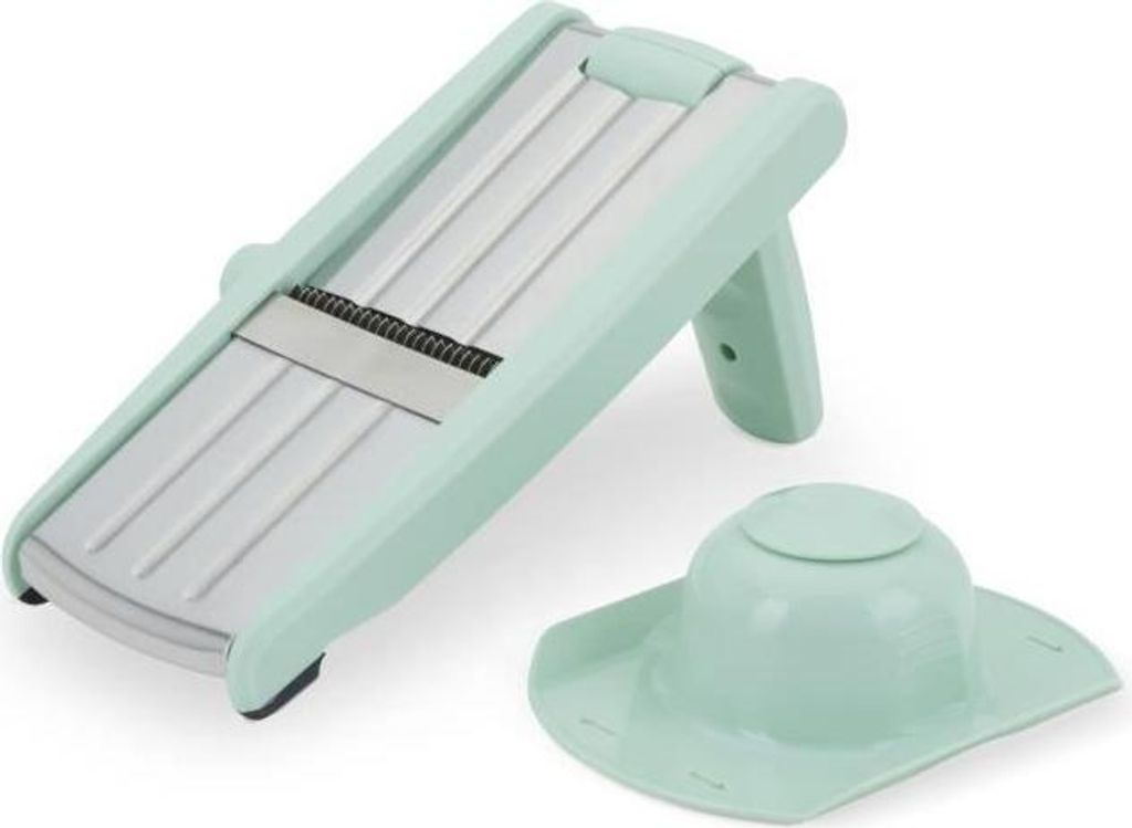 3 in 1 Mandoline - LIVOO - MEN429 - Edelstahl - 3 bis 9 mm - Abnehmbarer Griff - Stopfer mit Spikes - Rutschfeste Füße