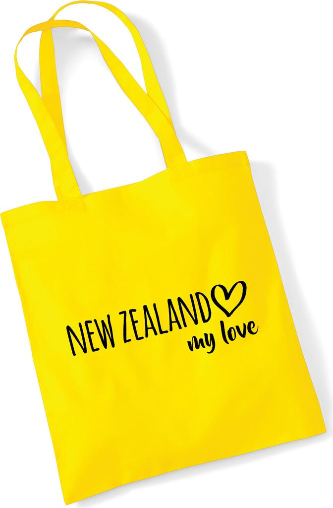 Huuraa Jutebeutel New Zealand my love 10 Liter Yellow Baumwolle Tasche Geschenkidee