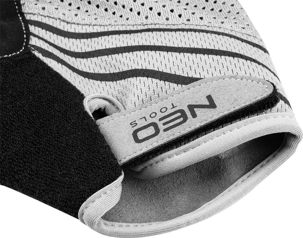 NEO TOOLS Fingerlose Radhandschuhe, atmungsaktives Polyester-Mesh, Griff aus Kunstleder, Silikonbeschichtung, vibrationsdämpfende EVA-Schaumstoffp...