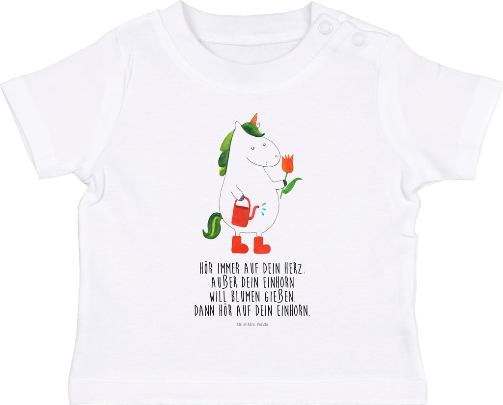 Mr. & Mrs. Panda Babyshirt Einhorn Gärtner 6. - 12. Monat - Weiß - Geschenk, Freundin, Kleinkind T-Shirt, Baby Shirt, Top, Stiefel, Luftballon, U...