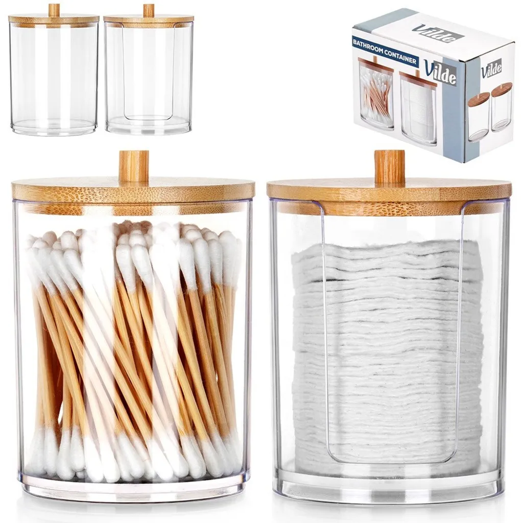 Vilde contenitore per Cotone fioc Dispenser per Cotone fioc Scatola per Cotone fioc Contenitore per Cotone fioc per pastiglie cosmetiche 2 pz.