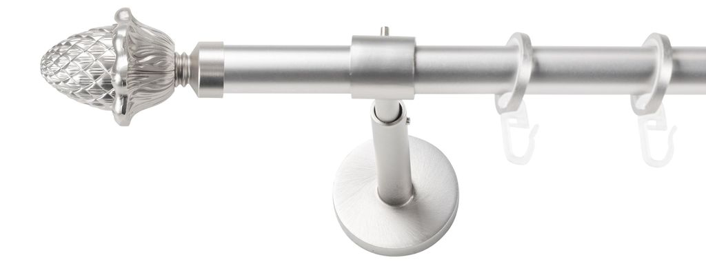 SN Deco Gardinenstange Nantes, 19 mm, 1-läufig, Stahl, Komplett-Set mit Ringen, geschlossener Träger, 150 cm, chrom matt