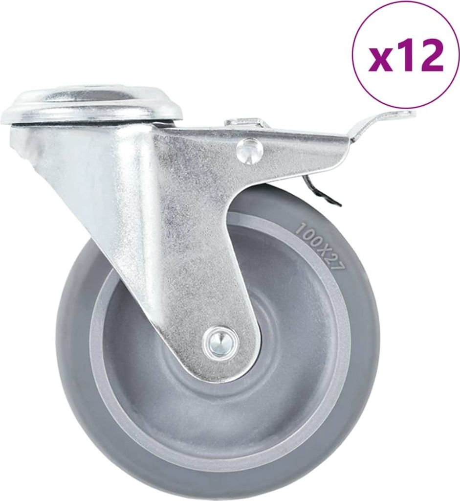 12 Stk. Lenkrollen mit Rückenloch 100 mm
