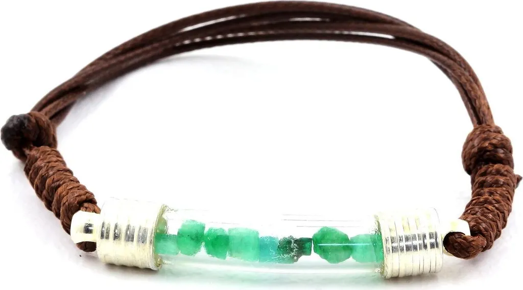 Bracelet d'émeraude brute naturelle en pierre véritable et argent 925